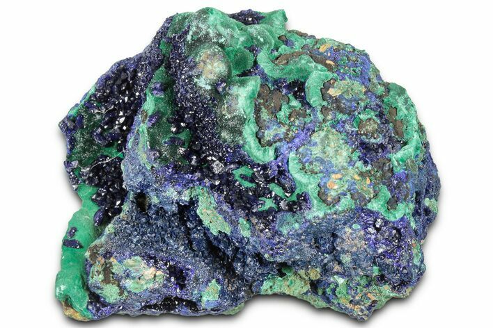 Sparkling Azurite Crystals with Fibrous Malachite - China #350798